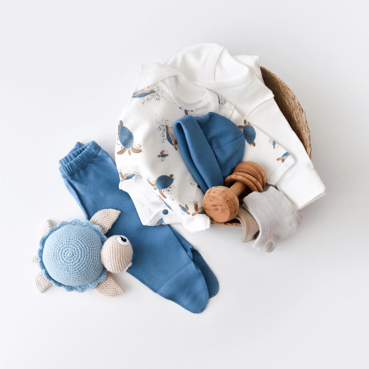Bibaby Organik Zıbın Takımı Caretta In Live Prematüre Ekru - İndigo