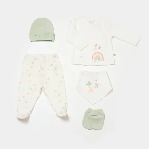 Bibaby Organik Hastane Çıkışı 5li Tiny Birds Ekru - Yeşil
