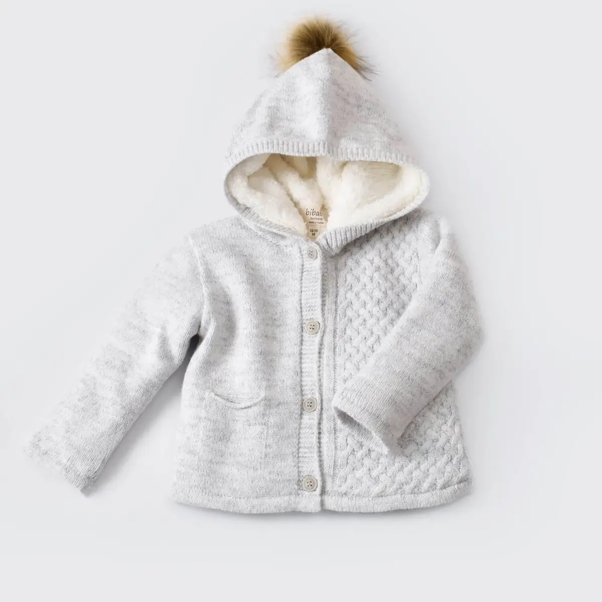 Bibaby Hırka Cepli Welsoft Triko Gri
