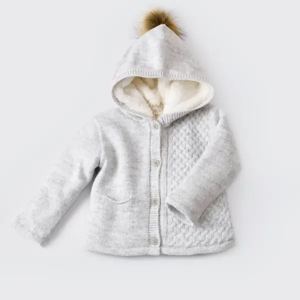 Bibaby Hırka Cepli Welsoft Triko Gri