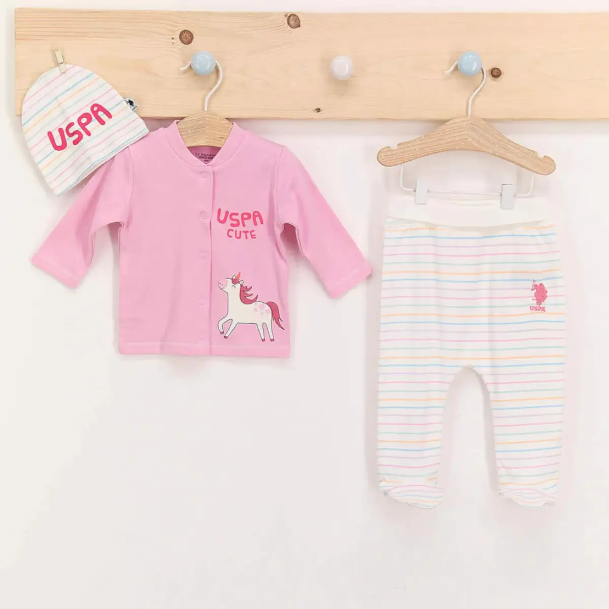 U.S Polo 3lü Takım Patikli Toz Pembe