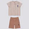 U.S. Polo 2li Takım T-Shirt Bej Çizgili