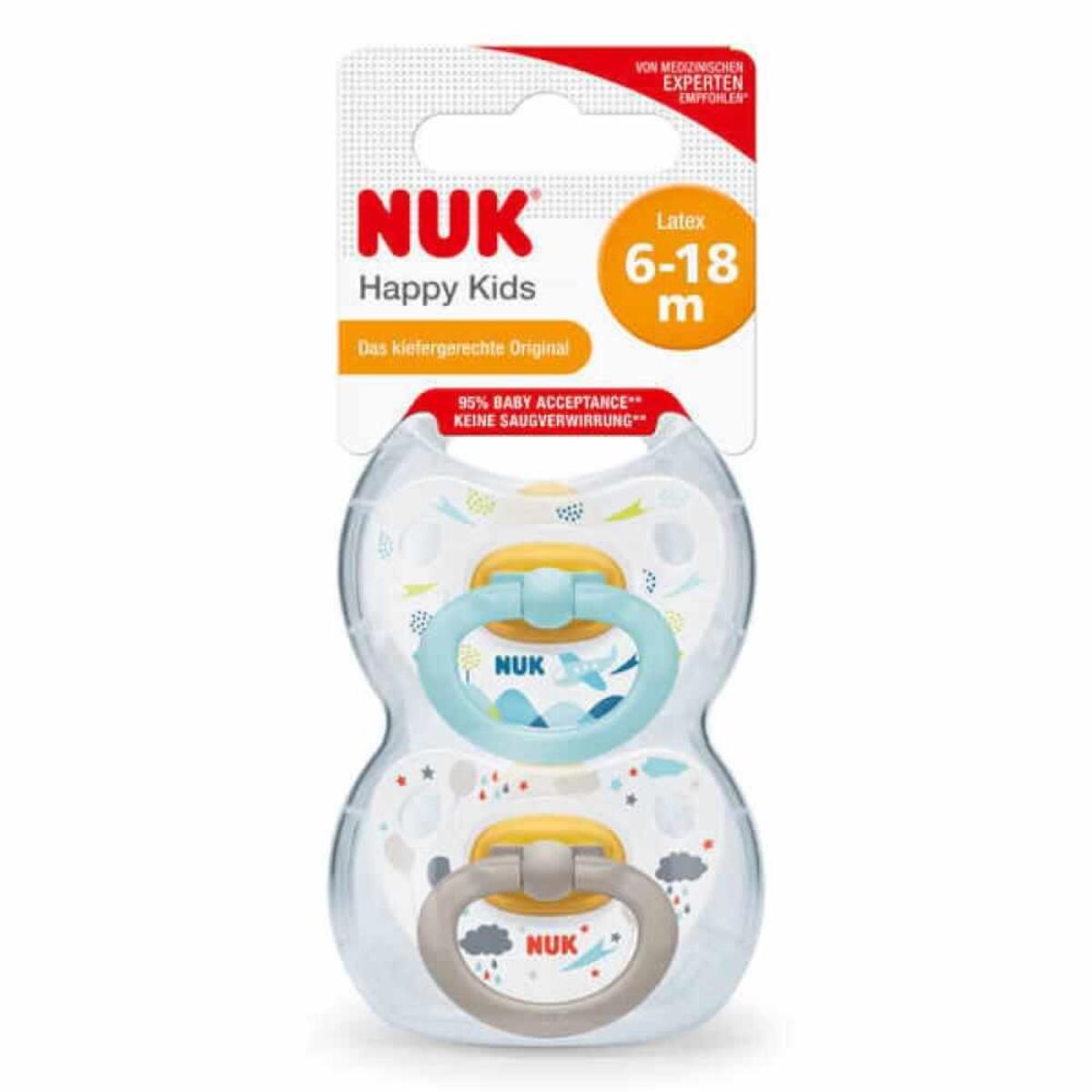 Nuk Happy Kids Kauçuk Emzik 2li 6+ Ay Erkek