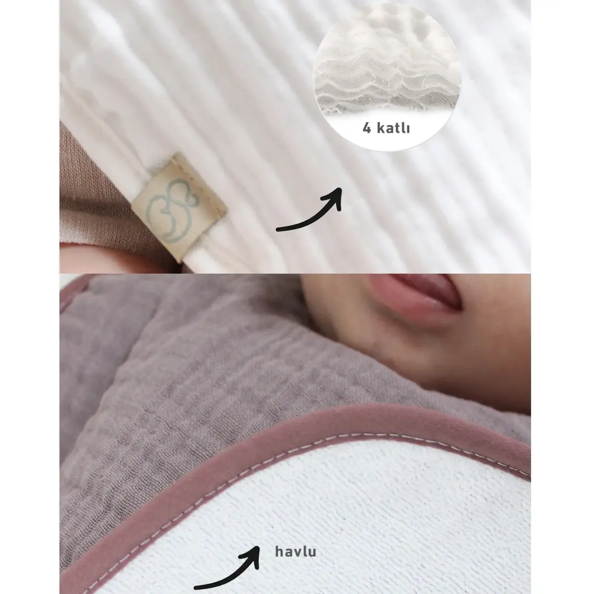 Bibaby Organik Fular Önlük Müslin 3lü Bistyle Taş - Ekru - Antrasit