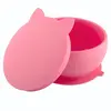 Pandish Kitten Vakum Tabanlı Kapaklı Silikon Kase Pembe