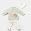 Bibaby Organik 3lü Takım Tiny Birds Ekru - Yeşil