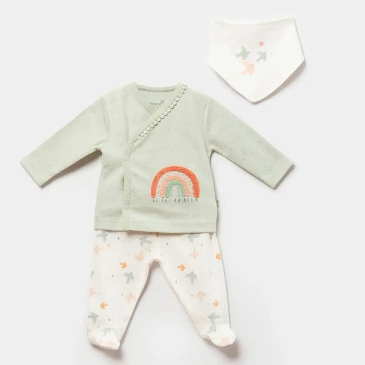 Bibaby Organik 3lü Takım Tiny Birds Ekru - Yeşil