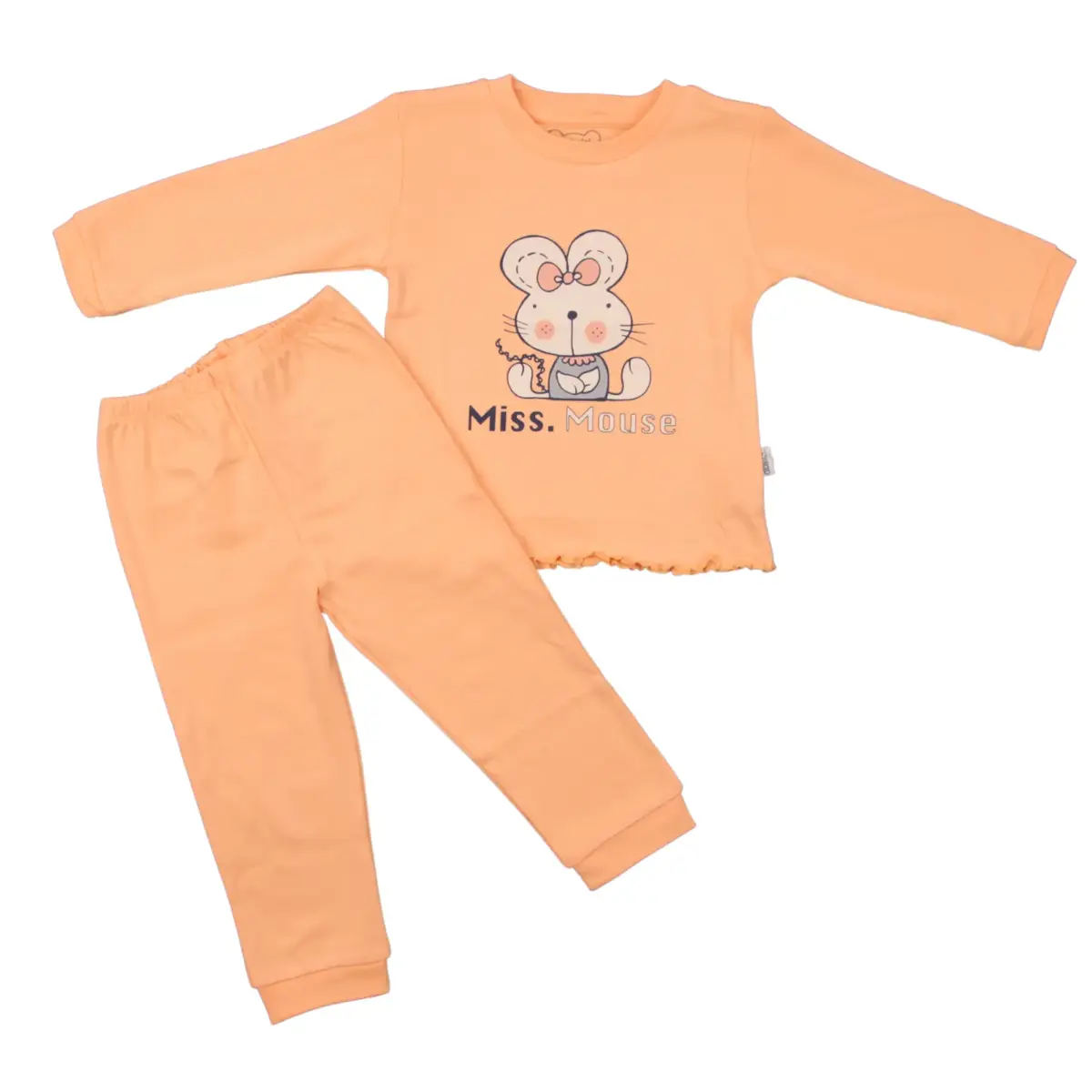 Mini Damla Pijama Takımı Mouse Somon