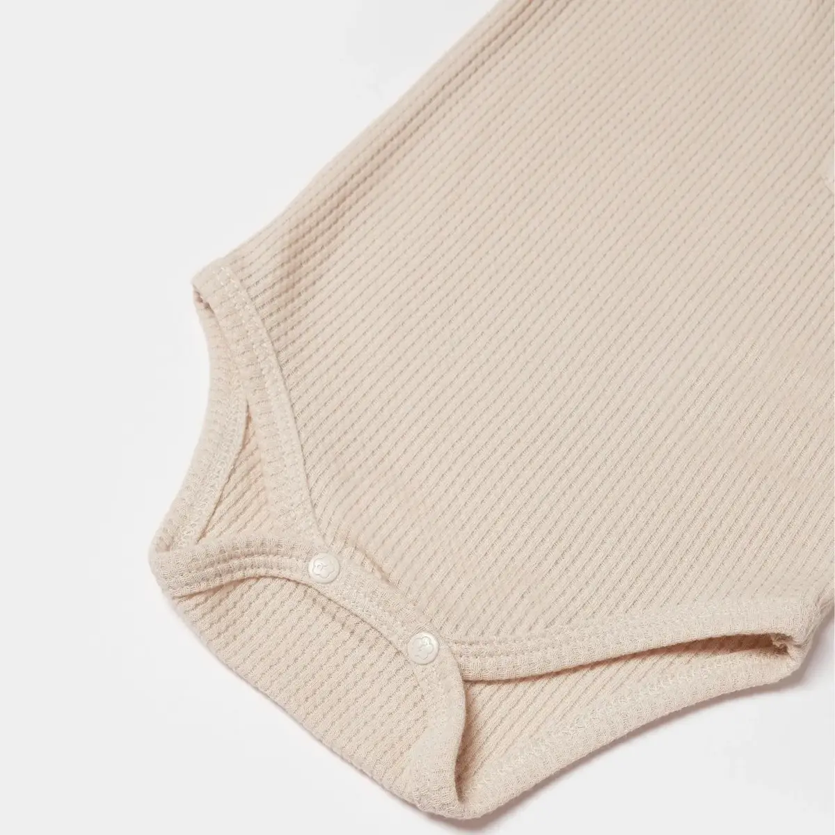 Bibaby Organik Body Kısa Kol Waffle Smile Bej