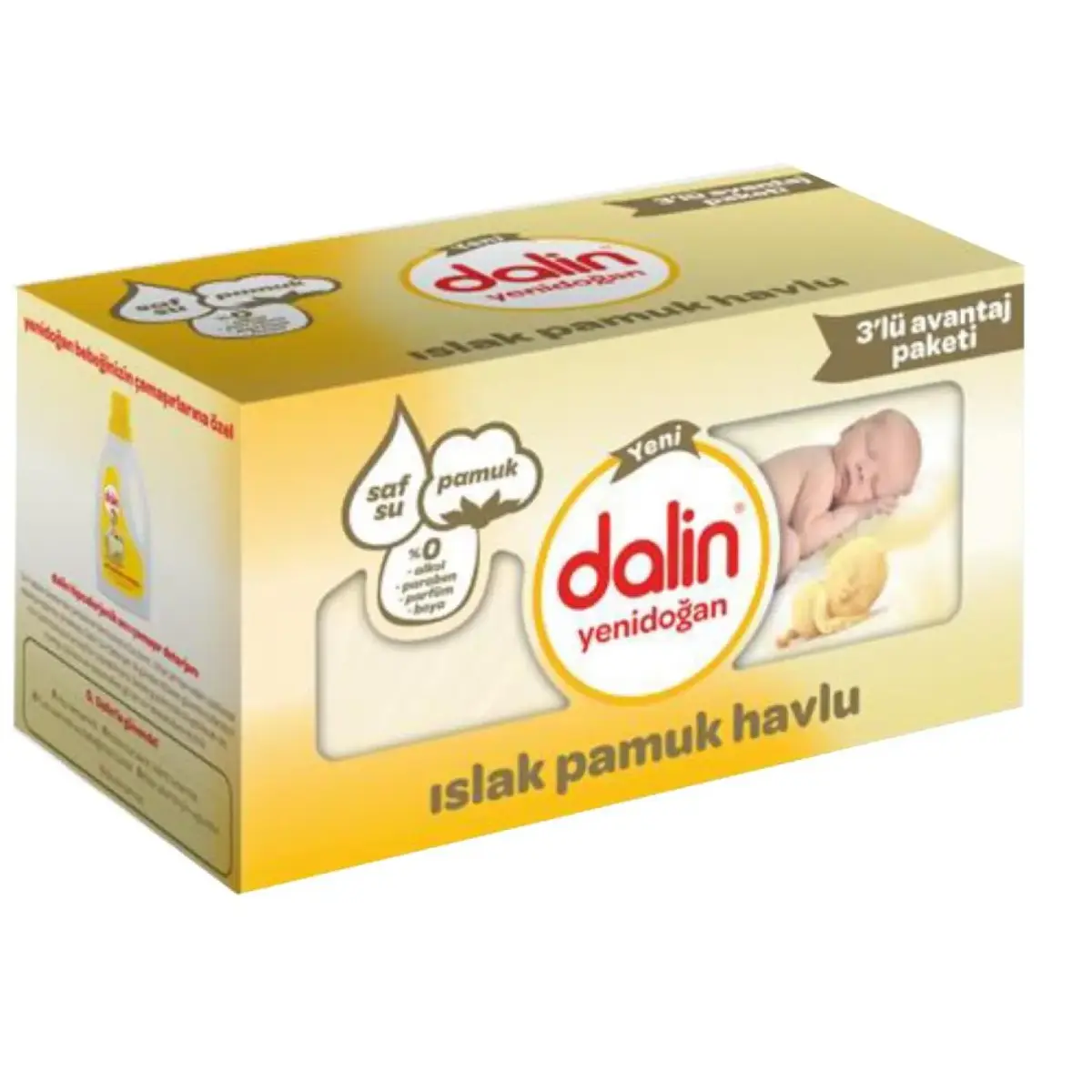 Dalin Yenidoğan Islak Pamuk Havlu 3x40lı