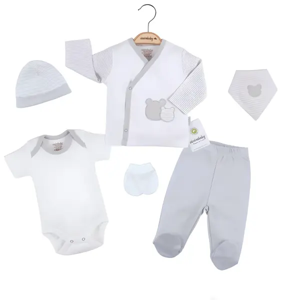 Ciccim Baby Zıbın Takımı Bodyli Ayıcık Gri