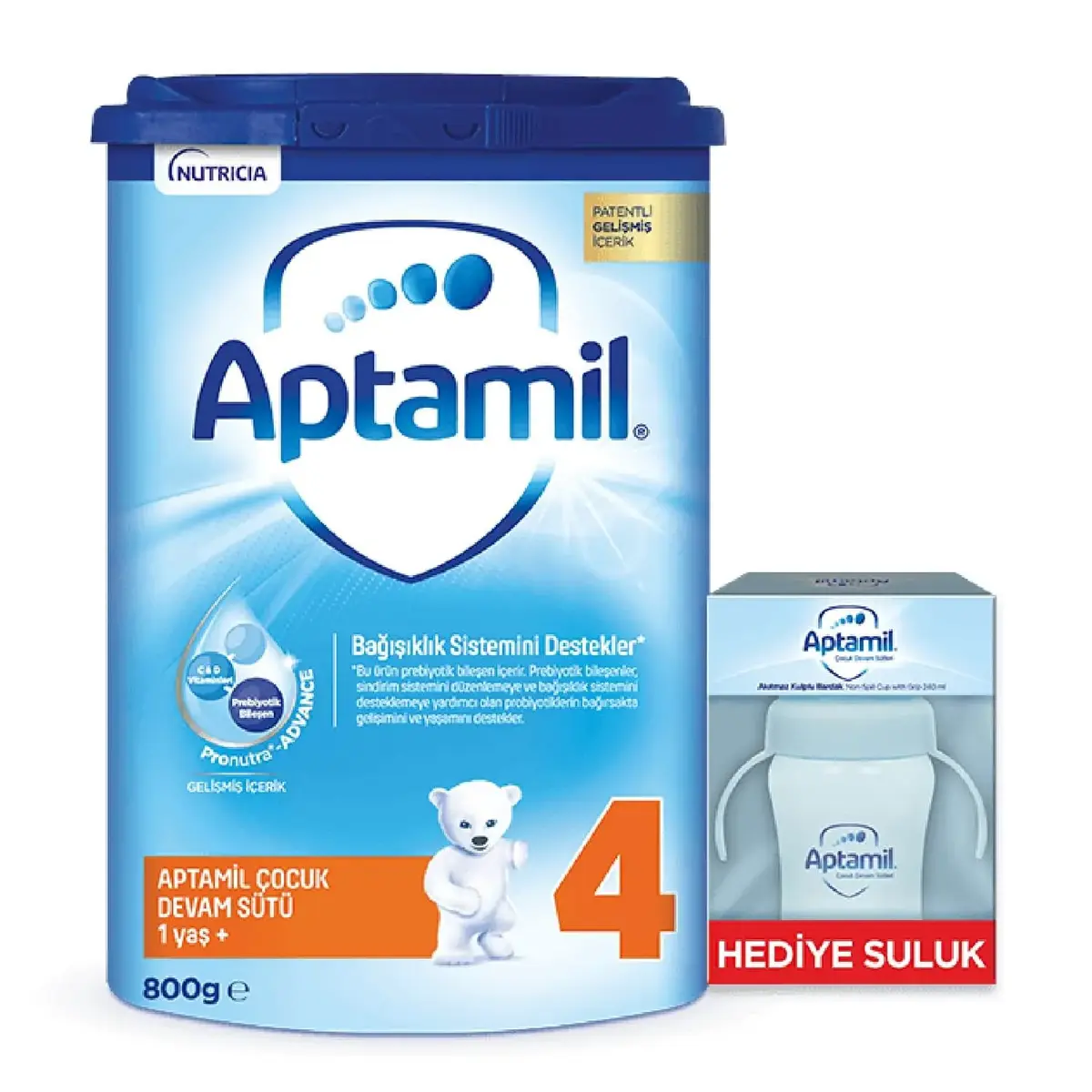 Aptamil 4 Devam Sütü 800 gr + Akıtmaz Kulplu Bardak Hediyeli