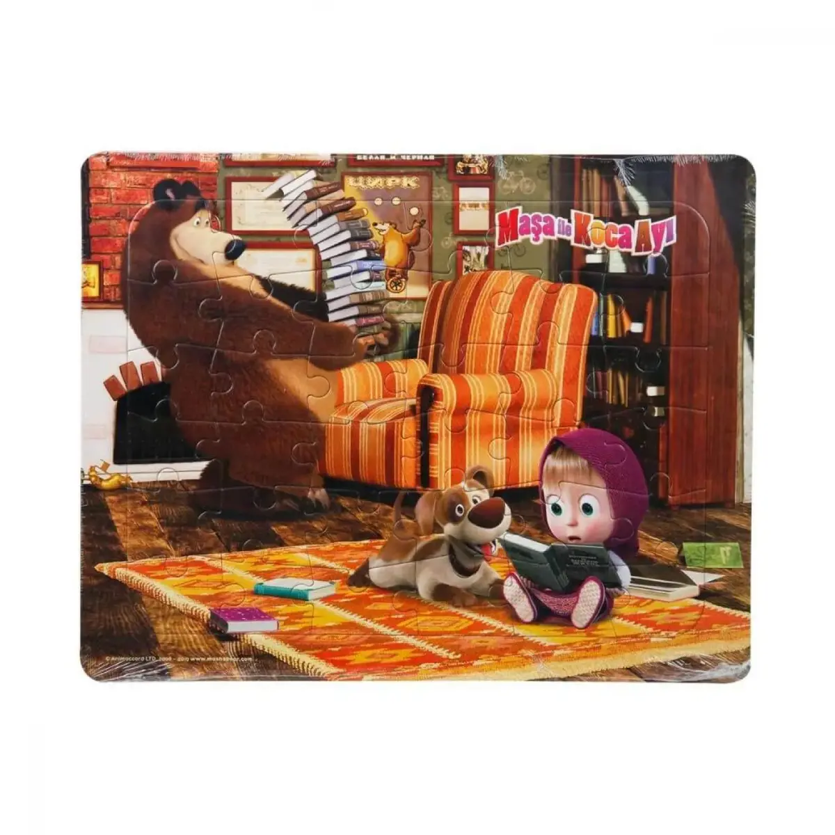 Frame Puzzle Masha Sevimli Köpeğe Kitap Okuyor 36 Parça
