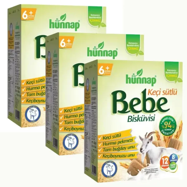 Hünnap Keçi Sütlü Bebek Bisküvisi 400 gr x3