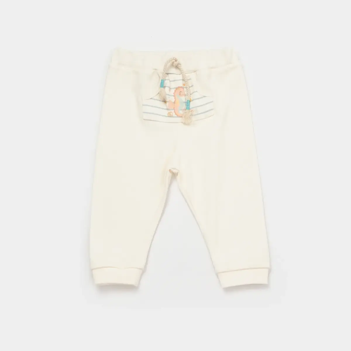Bibaby Organik Pantolon Patiksiz Save The Seahorse Bej - Mint