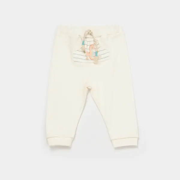 Bibaby Organik Pantolon Patiksiz Save The Seahorse Bej - Mint