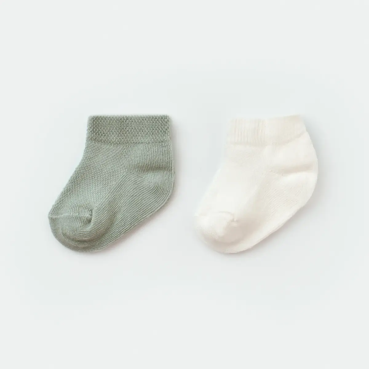 Bibaby Organik Çorap Soket 2li Summer Mint  - Ekru