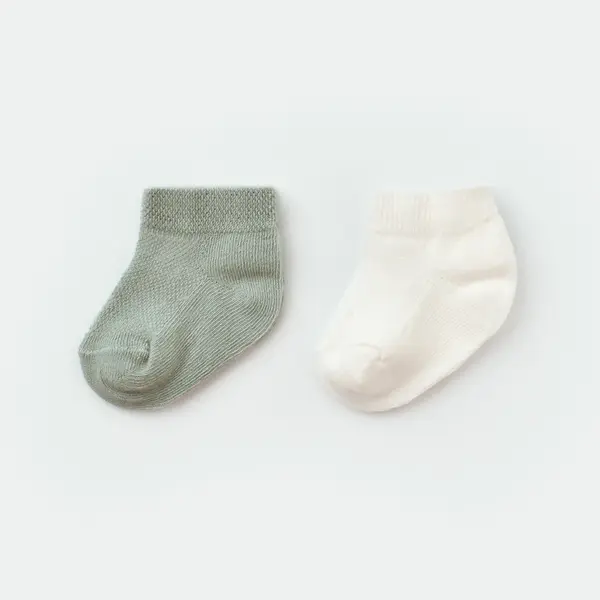 Bibaby Organik Çorap Soket 2li Summer Mint  - Ekru
