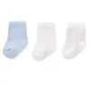 Bibaby Organik Çorap Soket 3lü Puanlı Mavi - Ekru