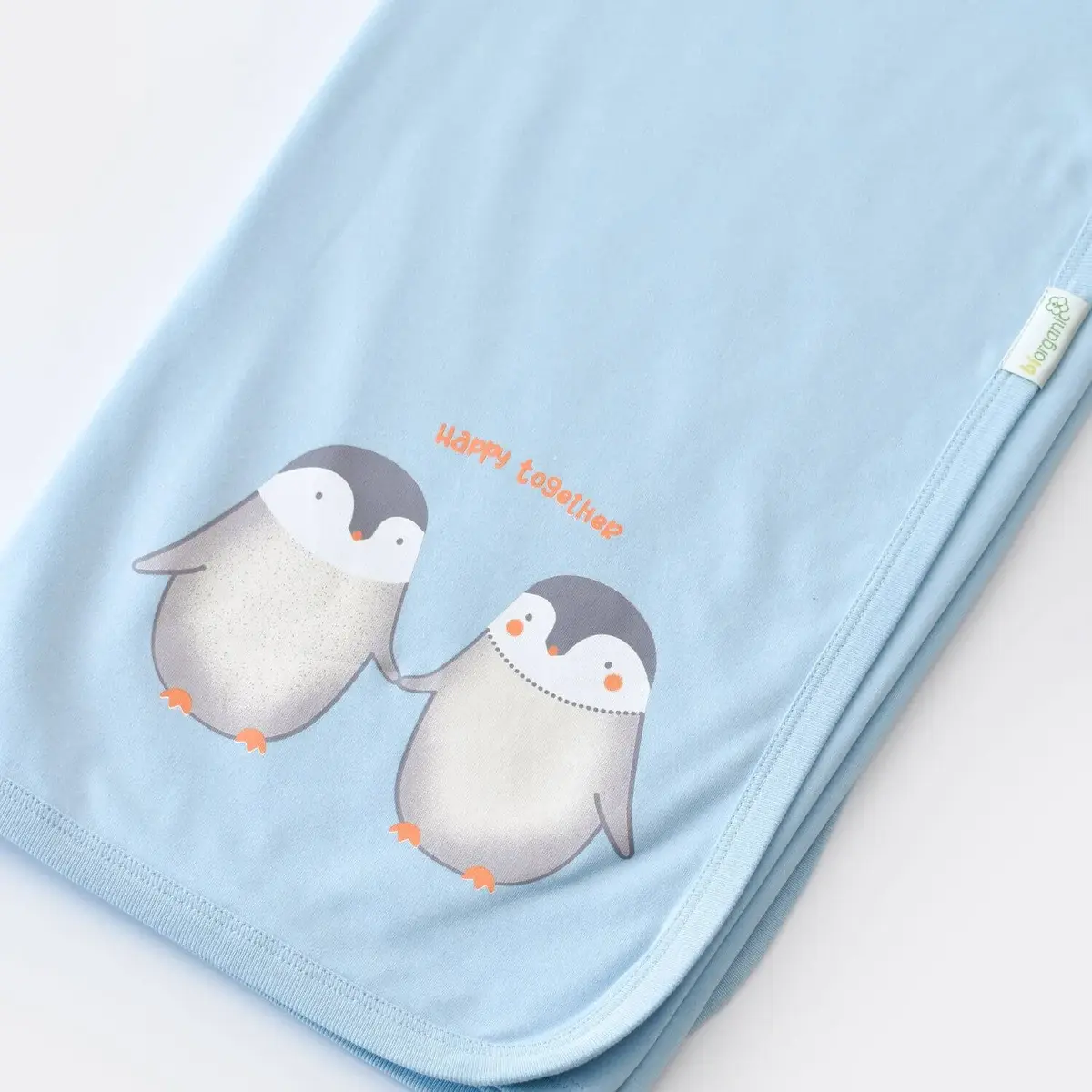 Bibaby Organik Battaniye Hello New Penguins Mavi