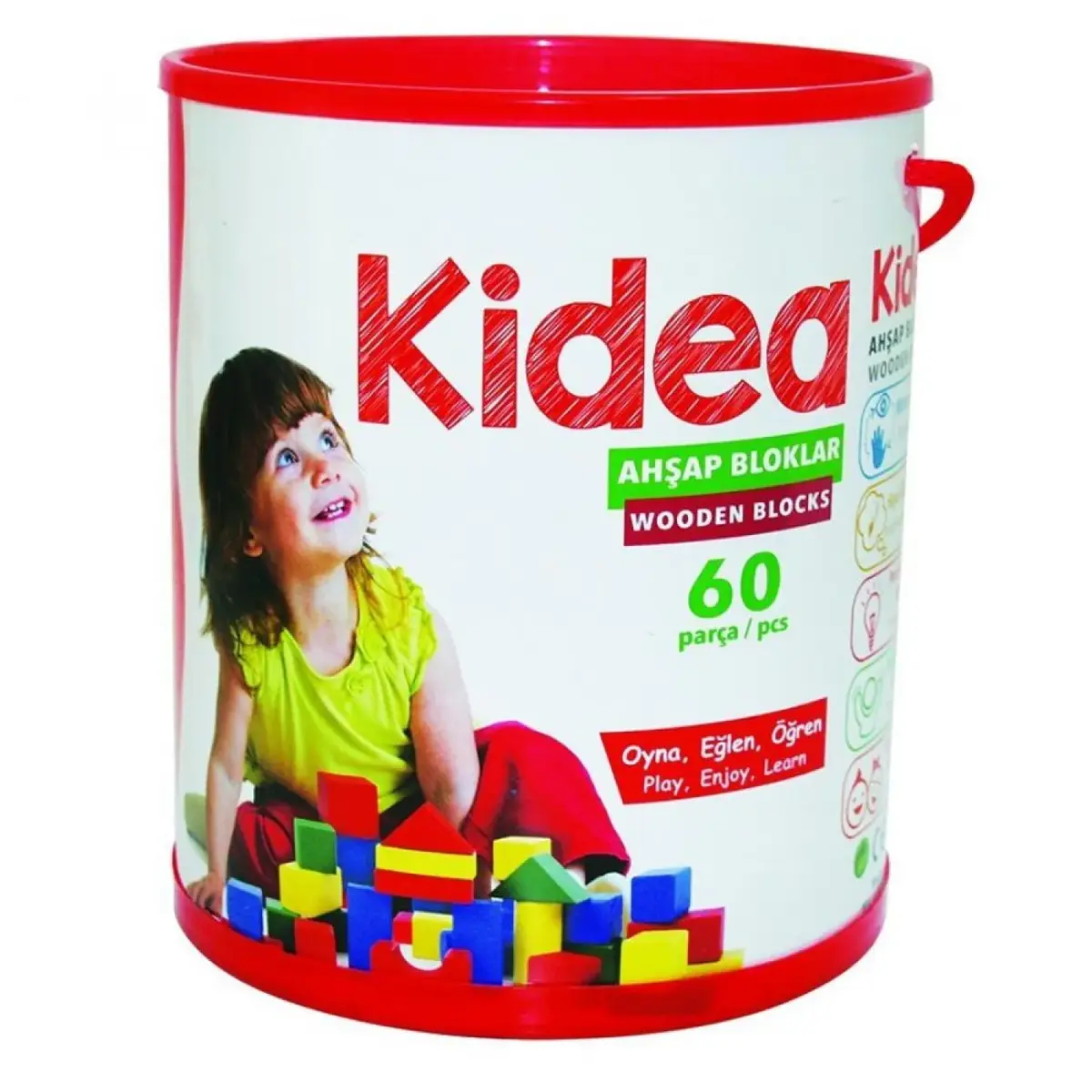 Kidea Ahşap Renkli Blok 60 Parça