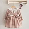 Miomini Elbise Saç Bantlı Triko Çiçek Kemerli Pudra
