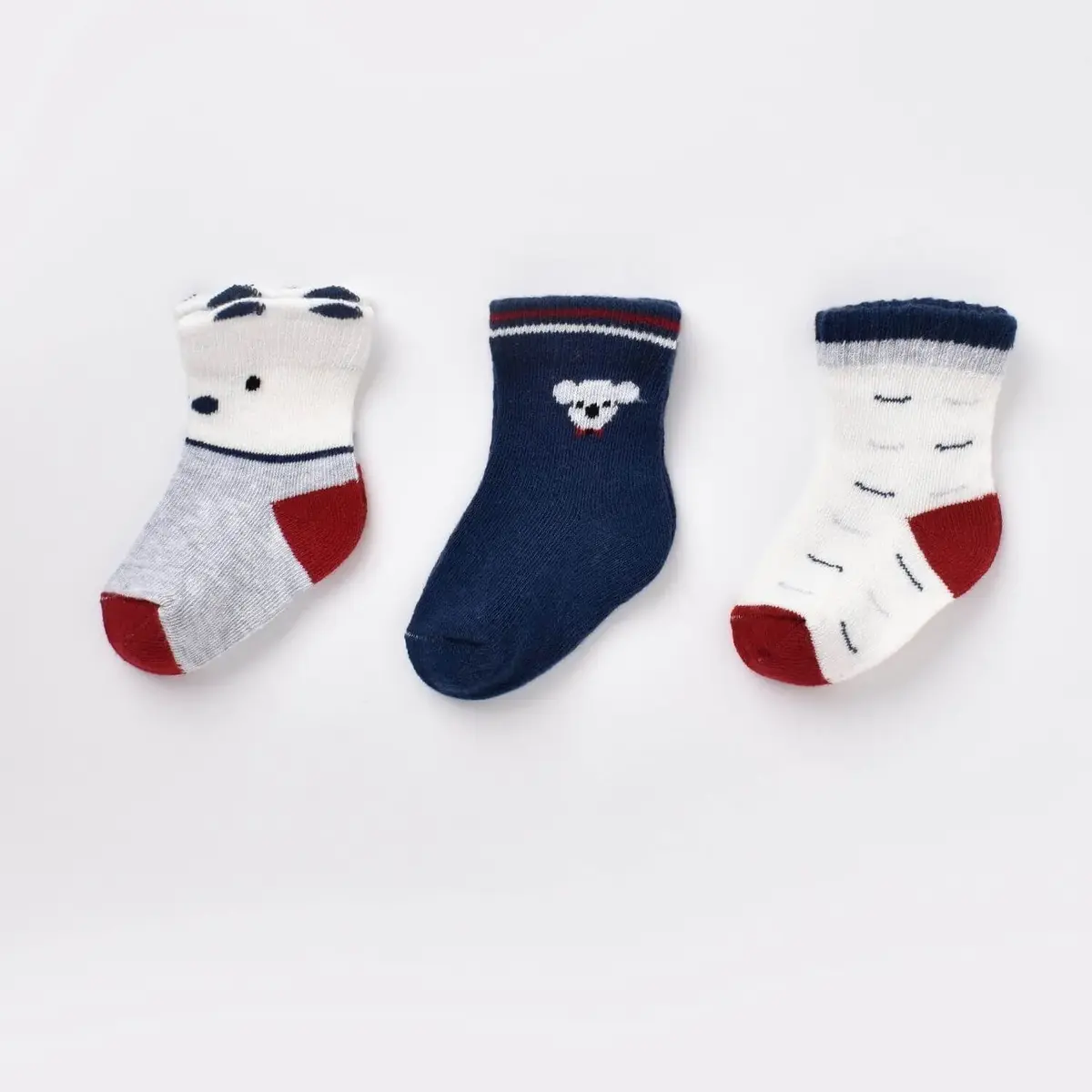 Bibaby Organik Çorap Soket 3lü Papyonlu Koala Lacivert
