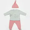 Bibaby Organik Zıbın Takımı 3lü Modal Play With Me Baby Mint - Rose