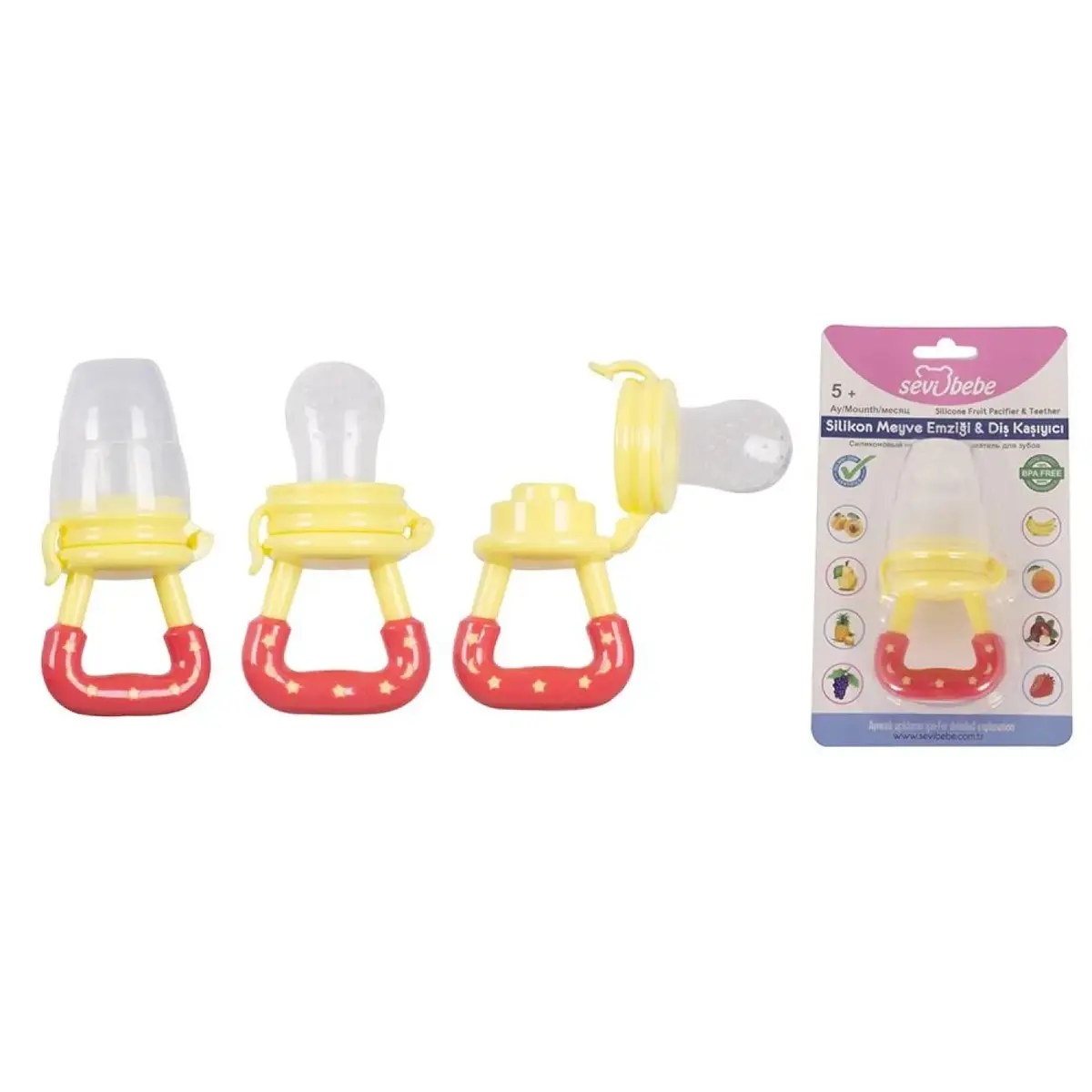Sevi Bebe Silikon Meyve Emziği ve Diş Kaşıyıcı Sarı