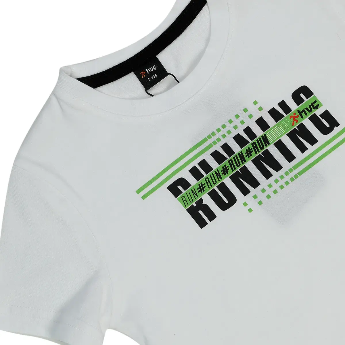 Hvc T-Shirt Run Baskılı Beyaz - Yeşil