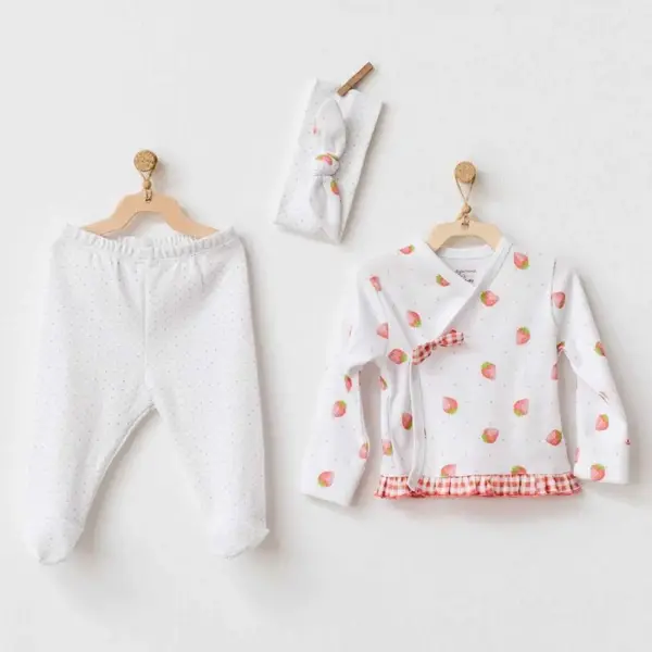 Andy Wawa 3lü Takım Strawberry Picnic Time Beyaz