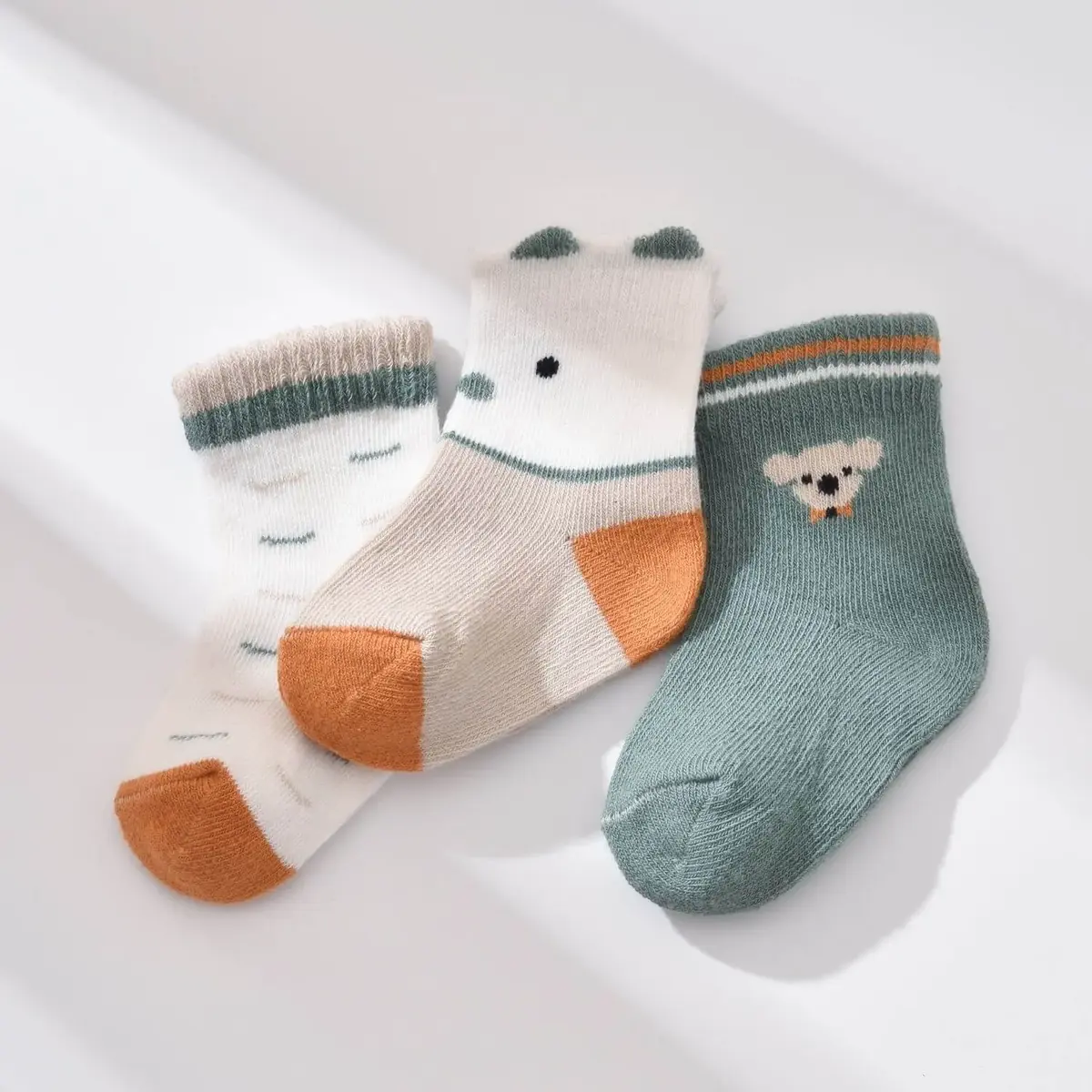 Bibaby Organik Çorap Soket 3lü Papyonlu Koala Nil