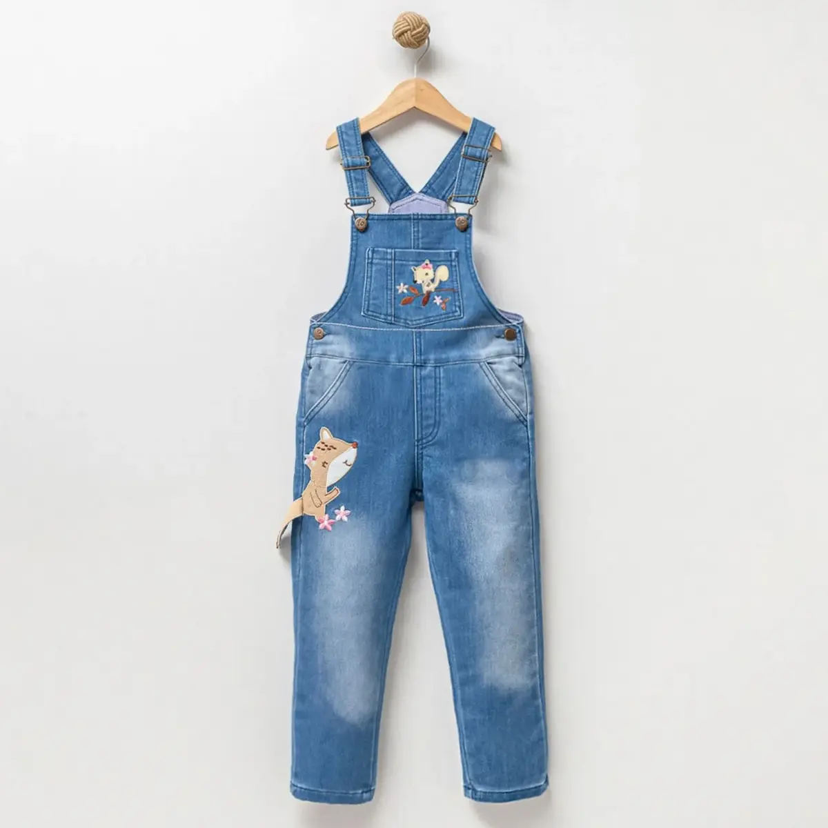 Overdo Salopet Kot Nakışlı Mavi