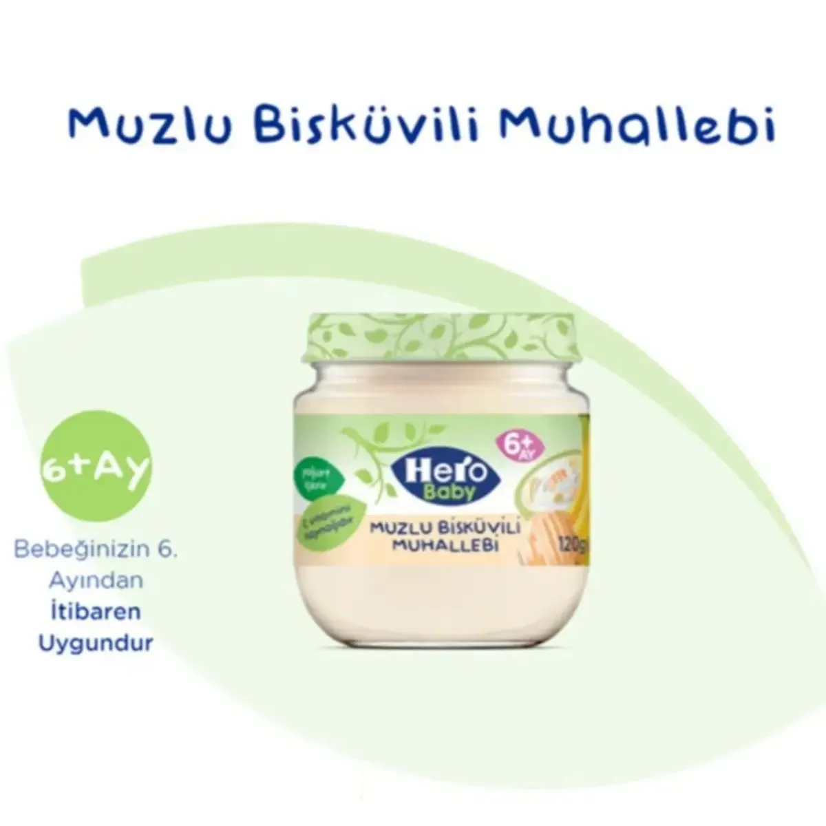 Hero Baby Kavanoz Maması Muzlu Bisküvili Muhallebi 120 Gr
