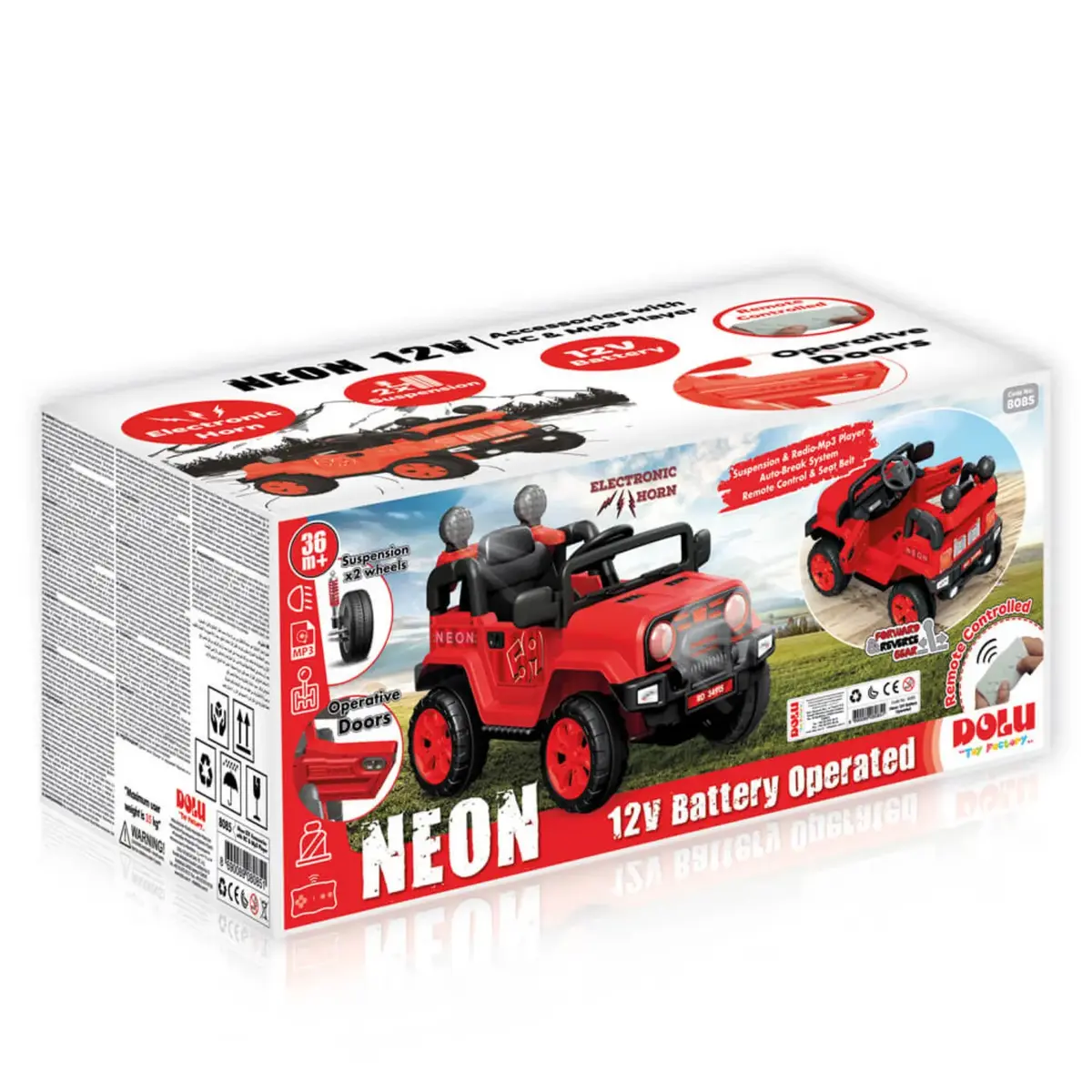 Dolu Akülü Araba Neon 12V Kırmızı