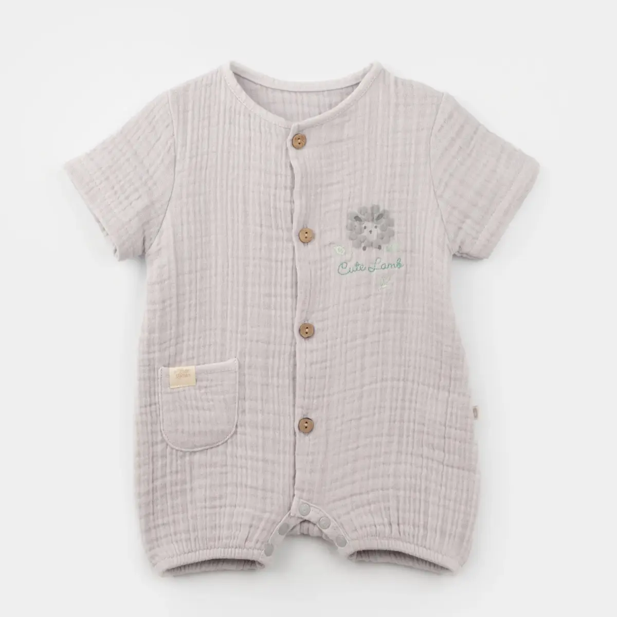 Bibaby Şort Tulum Lamb Friends Gri Bibaby Şort Tulum Lamb Friends Gri