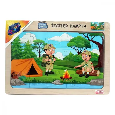 Playwood Ahşap Eğitici Puzzle İzciler Kampta