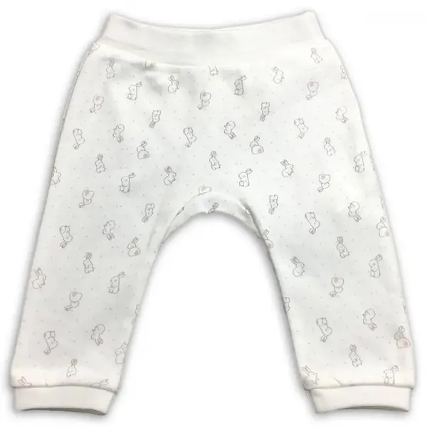 Bibaby Organik Pantolon Patiksiz Rabbit Girl Ekru - Pembe