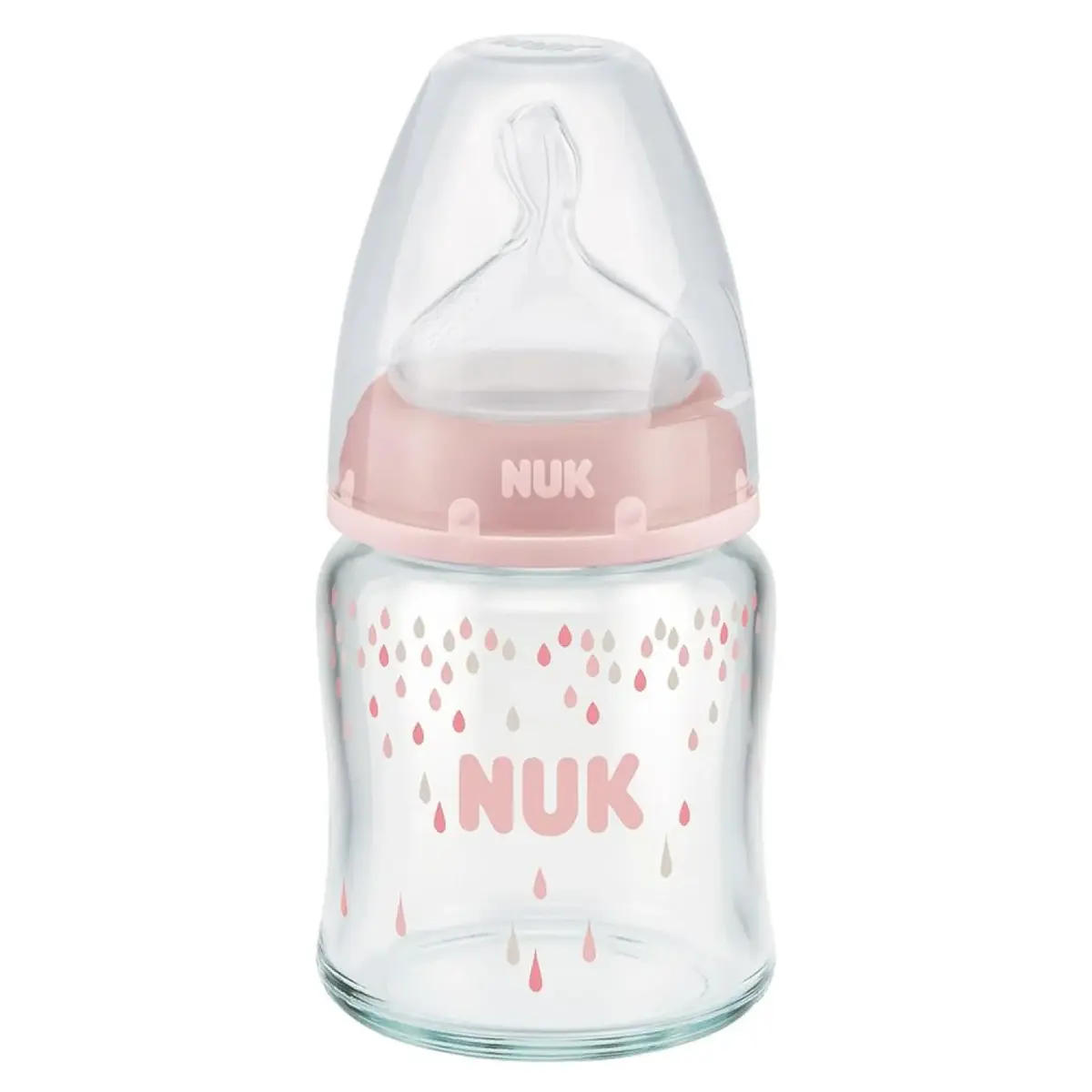Nuk FC Plus Silikon Emzikli Cam Biberon 120 ml Pembe Nuk FC Plus Silikon Emzikli Cam Biberon 120 ml Pembe
