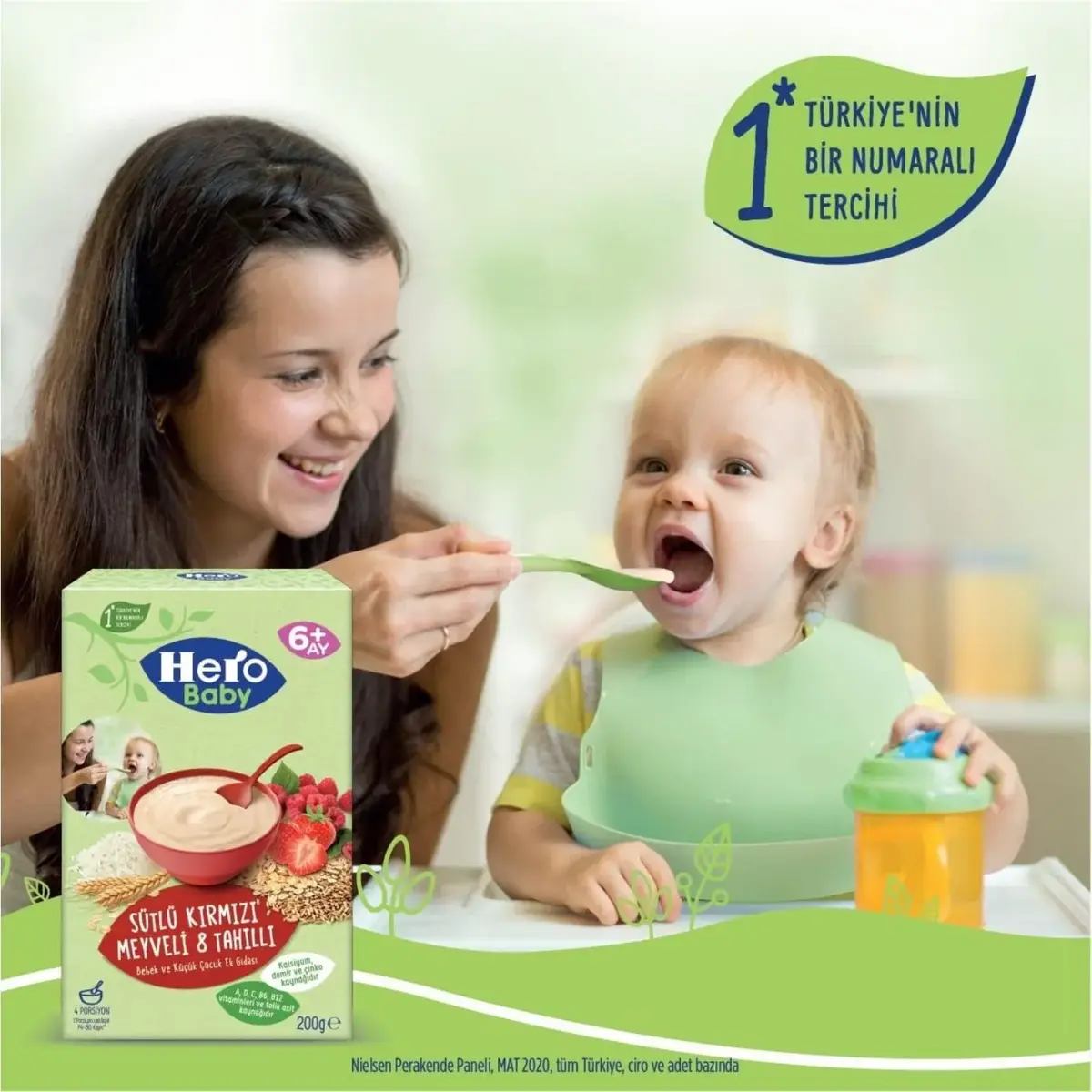 Hero Baby Kaşık Maması Sütlü Kırmızı Meyveli  8 Tahıllı 200 Gr
