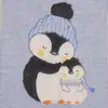 Mini Damla Battaniye Triko Penguen Nakışlı Mavi