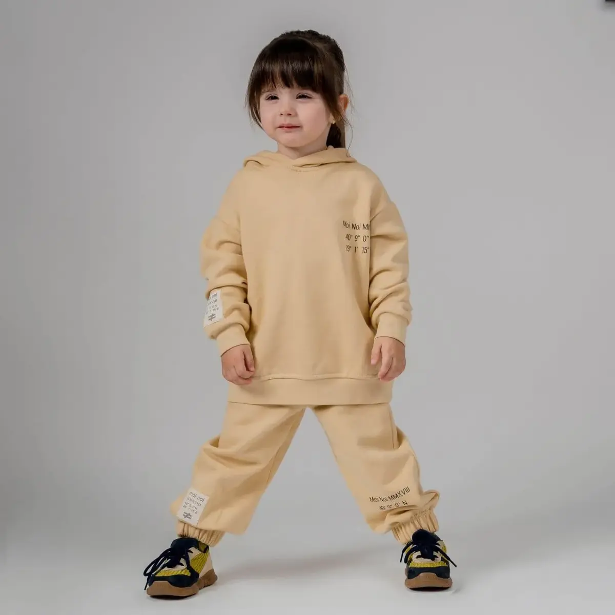 Moi Noi 2li Takım Kapüşonlu Basic Bej