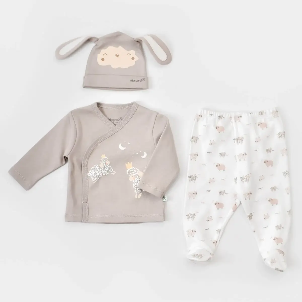 Bibaby Organik Zıbın Takımı 3lü Curly Sheep Bej Bibaby Organik Zıbın Takımı 3lü Curly Sheep Bej