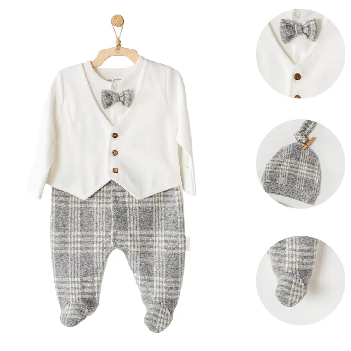 Andy Wawa Tulum Şapka Takım Little Hedgehog Gri