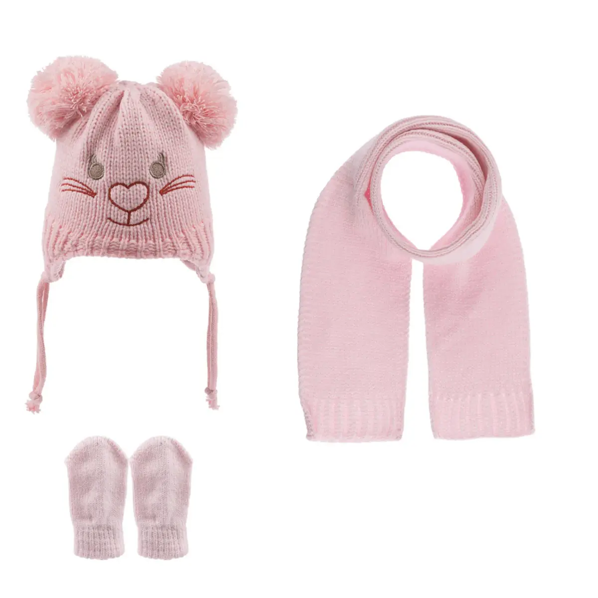 Kitti Atkı Bere Eldiven Takım Açık Pembe Kitti Atkı Bere Eldiven Takım Açık Pembe