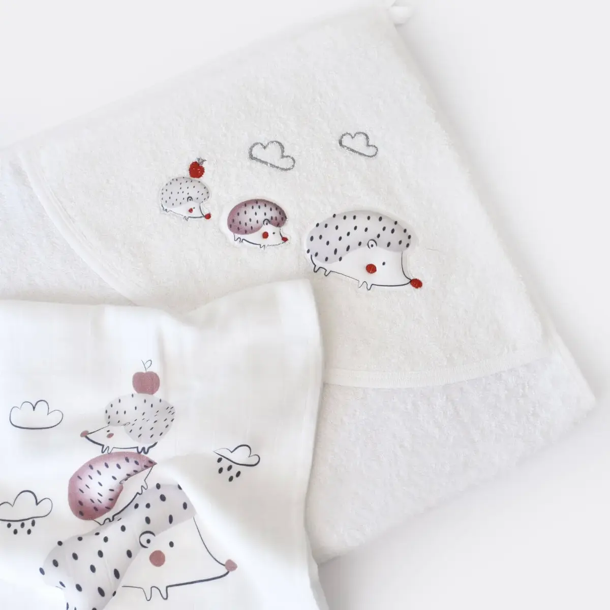 Bibaby Havlu Takımı Müslin Bambu Clouds Are Happy Ekru