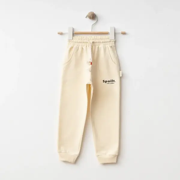 Bebolly Eşofman Altı Spoilt Baskılı Bej