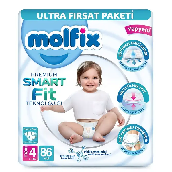 Molfix Premade Bebek Bezi 4 Beden Maxi 86lı Ultra Fırsat Paketi