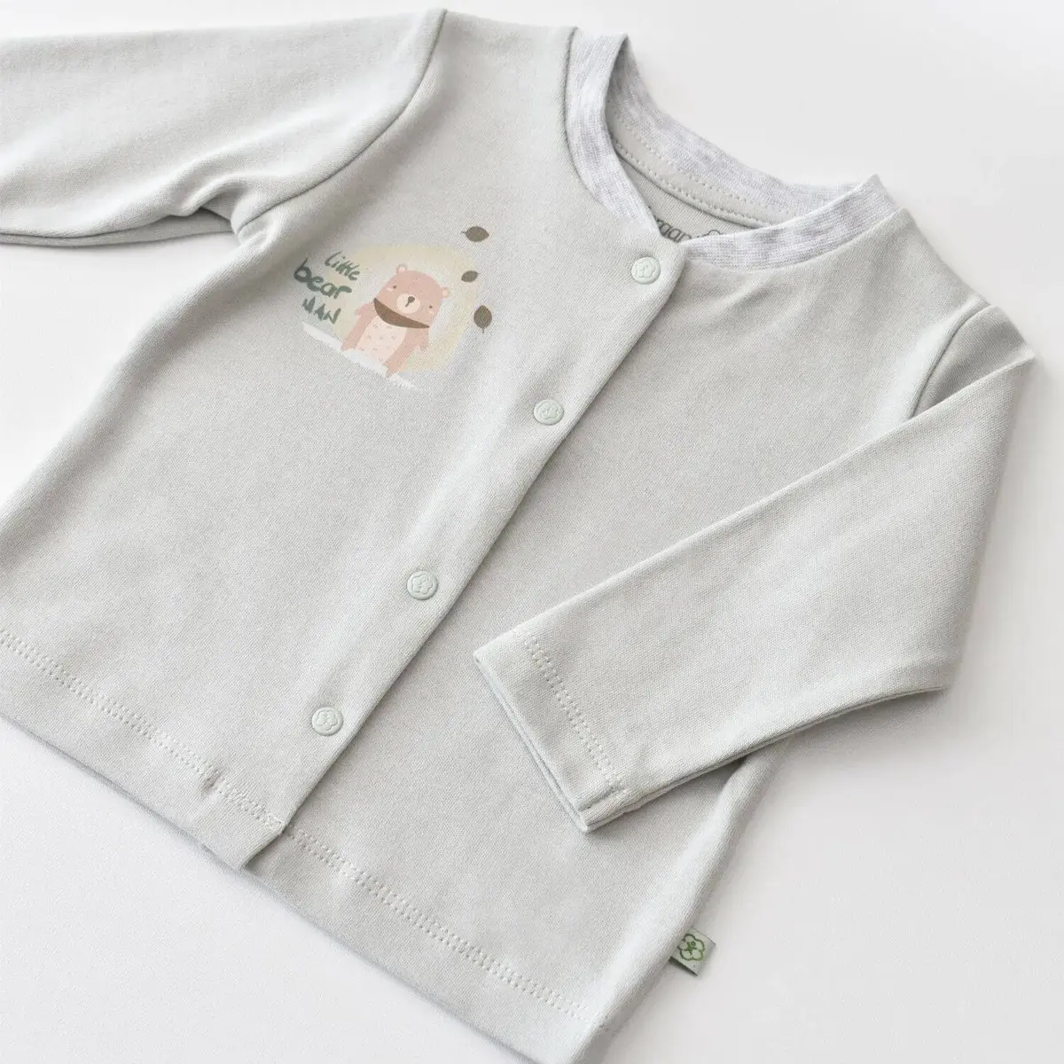 Bibaby Organik Zıbın Takımı Battaniyeli Tüllü Hug Me Bear Yeşil
