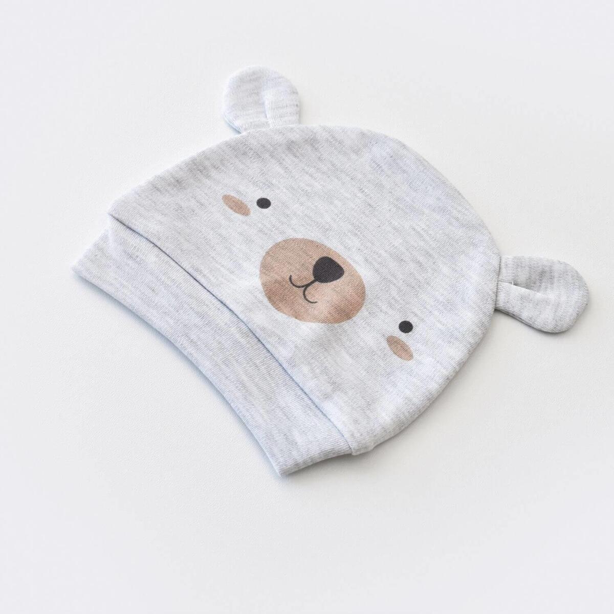 Bibaby Organik Şapka 2li Hug Me Bear Kar Melanj